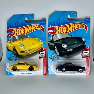 Hot Wheels Porsche Lot of 2x - ‘96 Porsche 911 Carrera Black & Yellow 2/5 2018
